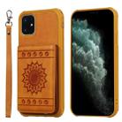 For iPhone 11 Sunflower Embossing Pattern PU + TPU Case with Holder & Card Slots & Photo Frame & Lanyard(Brown) - 1