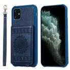 For iPhone 11 Sunflower Embossing Pattern PU + TPU Case with Holder & Card Slots & Photo Frame & Lanyard(Blue) - 1