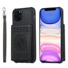 For iPhone 11 Pro Sunflower Embossing Pattern PU + TPU Case with Holder & Card Slots & Photo Frame & Lanyard(Black) - 1