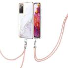 For Samsung Galaxy S20 FE 5G / 4G Electroplating Marble Pattern IMD TPU Shockproof Case with Neck Lanyard(White 006) - 1