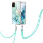 For Samsung Galaxy S20+ Electroplating Marble Pattern IMD TPU Shockproof Case with Neck Lanyard(Green 003) - 1