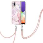 For Samsung Galaxy A22 4G EU Version 158mm Electroplating Marble Pattern IMD TPU Shockproof Case with Neck Lanyard(Rose Gold 005) - 1