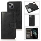 For iPhone 13 Retro 2 in 1 Detachable Magnetic Horizontal Flip TPU + PU Leather Case with Holder & Card Slots & Photo Frame & Wallet(Black) - 1