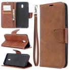For Xiaomi Redmi 8A Lambskin Texture Pure Color Horizontal Flip PU Leather Case with Holder & Card Slots & Wallet & Lanyard(Brown) - 1