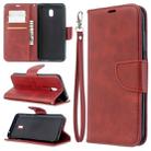 For Xiaomi Redmi 8A Lambskin Texture Pure Color Horizontal Flip PU Leather Case with Holder & Card Slots & Wallet & Lanyard(Red) - 1