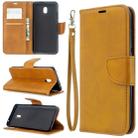 For Xiaomi Redmi 8A Lambskin Texture Pure Color Horizontal Flip PU Leather Case with Holder & Card Slots & Wallet & Lanyard(Yellow) - 1