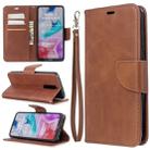 For Xiaomi Redmi 8 Lambskin Texture Pure Color Horizontal Flip PU Leather Case with Holder & Card Slots & Wallet & Lanyard(Brown) - 1