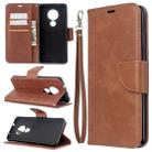 For Nokia 6.2 / 7.2 Lambskin Texture Pure Color Horizontal Flip PU Leather Case with Holder & Card Slots & Wallet & Lanyard(Brown) - 1