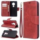 For Nokia 6.2 / 7.2 Lambskin Texture Pure Color Horizontal Flip PU Leather Case with Holder & Card Slots & Wallet & Lanyard(Red) - 1