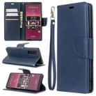 For Sony Xperia5 / XZ5 Lambskin Texture Pure Color Horizontal Flip PU Leather Case with Holder & Card Slots & Wallet & Lanyard(Blue) - 1