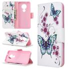 For Nokia 6.2 / 7.2 Colored Drawing Pattern Horizontal Flip Leather Case with Holder & Card Slots & Wallet(Peach Blossom Butterfly) - 1