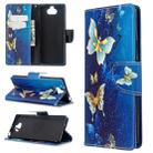 For Sony Xperia 20 Colored Drawing Pattern Horizontal Flip Leather Case with Holder & Card Slots & Wallet(Gold Butterfly) - 1