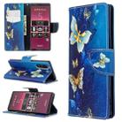 For Sony Xperia 5 / XZ5 Colored Drawing Pattern Horizontal Flip Leather Case with Holder & Card Slots & Wallet(Gold Butterfly) - 1