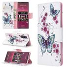 For Sony Xperia 5 / XZ5 Colored Drawing Pattern Horizontal Flip Leather Case with Holder & Card Slots & Wallet(Peach Blossom Butterfly) - 1