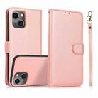 For iPhone 13 mini Calf Texture 2 in 1 Detachable Magnetic Back Cover Horizontal Flip Leather Case with Holder & Card Slots & Wallet & Photo Frame (Rose Gold) - 1