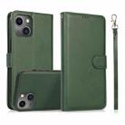 For iPhone 13 mini Calf Texture 2 in 1 Detachable Magnetic Back Cover Horizontal Flip Leather Case with Holder & Card Slots & Wallet & Photo Frame (Green) - 1