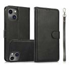 For iPhone 13 Calf Texture 2 in 1 Detachable Magnetic Back Cover Horizontal Flip Leather Case with Holder & Card Slots & Wallet & Photo Frame(Black) - 1