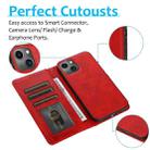 For iPhone 13 Calf Texture 2 in 1 Detachable Magnetic Back Cover Horizontal Flip Leather Case with Holder & Card Slots & Wallet & Photo Frame(Red) - 4