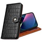 Crocodile Texture Horizontal Flip Top Layer Cowhide Leather Case with Holder & Card Slots & Wallet & Photo Frame For iPhone 13 mini(Black) - 1