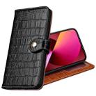 Crocodile Texture Horizontal Flip Top Layer Cowhide Leather Case with Holder & Card Slots & Wallet & Photo Frame For iPhone 13(Black) - 1
