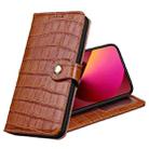 Crocodile Texture Horizontal Flip Top Layer Cowhide Leather Case with Holder & Card Slots & Wallet & Photo Frame For iPhone 13(Brown) - 1