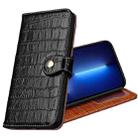 Crocodile Texture Horizontal Flip Top Layer Cowhide Leather Case with Holder & Card Slots & Wallet & Photo Frame For iPhone 13 Pro(Black) - 1