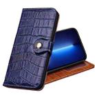 Crocodile Texture Horizontal Flip Top Layer Cowhide Leather Case with Holder & Card Slots & Wallet & Photo Frame For iPhone 13 Pro(Blue) - 1