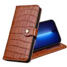 Crocodile Texture Horizontal Flip Top Layer Cowhide Leather Case with Holder & Card Slots & Wallet & Photo Frame For iPhone 13 Pro(Brown) - 1