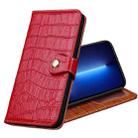 Crocodile Texture Horizontal Flip Top Layer Cowhide Leather Case with Holder & Card Slots & Wallet & Photo Frame For iPhone 13 Pro Max(Red) - 1