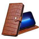Crocodile Texture Horizontal Flip Top Layer Cowhide Leather Case with Holder & Card Slots & Wallet & Photo Frame For iPhone 13 Pro Max(Brown) - 1