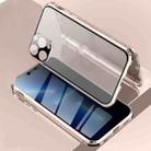 For iPhone 13 Pro Max Four-corner Shockproof Anti-peeping Magnetic Metal Frame Double-sided Tempered Glass Case (Pink) - 1