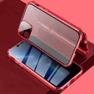 For iPhone 13 Pro Max Four-corner Shockproof Anti-peeping Magnetic Metal Frame Double-sided Tempered Glass Case (Red) - 1