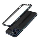 For iPhone 13 Pro Aurora Series Lens Protector + Metal Frame Protective Case (Black Blue) - 1