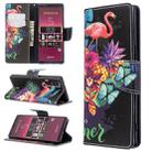 For Sony Xperia 5 /  XZ5 Colored Drawing Pattern Horizontal Flip Leather Case with Holder & Card Slots & Wallet(Flamingo) - 1