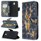 For Xiaomi Redmi 8A 3D Colored Drawing Pattern Horizontal Flip Leather Case, with Holder & Card Slots & Wallet(Black Background Butterfly) - 1