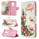 For Nokia 6.2 / 7.2 3D Colored Drawing Pattern Horizontal Flip Leather Case, with Holder & Card Slots & Wallet(English Flamingo) - 1