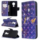 For Nokia 6.2 / 7.2 3D Colored Drawing Pattern Horizontal Flip Leather Case, with Holder & Card Slots & Wallet(Purple Butterfly) - 1