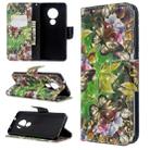 For Nokia 6.2 / 7.2 3D Colored Drawing Pattern Horizontal Flip Leather Case, with Holder & Card Slots & Wallet(Green Butterfly) - 1