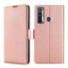 For Tecno Camon 17 Ultra-thin Voltage Side Buckle PU + TPU Horizontal Flip Leather Case with Holder & Card Slot(Rose Gold) - 1