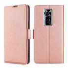 For Tecno Phantom X Ultra-thin Voltage Side Buckle PU + TPU Horizontal Flip Leather Case with Holder & Card Slot(Rose Gold) - 1