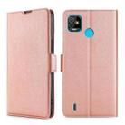 For Tecno Pop 5 Ultra-thin Voltage Side Buckle PU + TPU Horizontal Flip Leather Case with Holder & Card Slot(Rose Gold) - 1