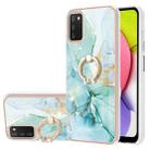 For Samsung Galaxy A03s 166mm Electroplating Marble Pattern IMD TPU Shockproof Case with Ring Holder(Green 003) - 1