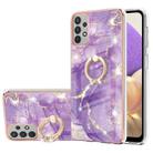 For Samsung Galaxy A32 5G Electroplating Marble Pattern IMD TPU Shockproof Case with Ring Holder(Purple 002) - 1