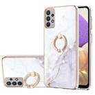 For Samsung Galaxy A32 5G Electroplating Marble Pattern IMD TPU Shockproof Case with Ring Holder(White 006) - 1