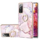 For Samsung Galaxy S20 FE  5G / 4G Electroplating Marble Pattern IMD TPU Shockproof Case with Ring Holder(Rose Gold 005) - 1