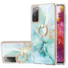 For Samsung Galaxy S20 FE  5G / 4G Electroplating Marble Pattern IMD TPU Shockproof Case with Ring Holder(Green 003) - 1