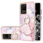 For Samsung Galaxy S20 Ultra Electroplating Marble Pattern IMD TPU Shockproof Case with Ring Holder(Rose Gold 005) - 1