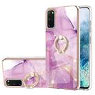 For Samsung Galaxy S20 Electroplating Marble Pattern IMD TPU Shockproof Case with Ring Holder(Purple 001) - 1