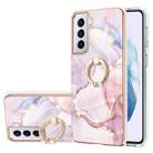 For Samsung Galaxy S21 5G Electroplating Marble Pattern IMD TPU Shockproof Case with Ring Holder(Rose Gold 005) - 1