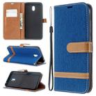For Xiaomi Redmi 8A Color Matching Denim Texture Horizontal Flip PU Leather Case with Holder & Card Slots & Wallet & Lanyard(Blue) - 1